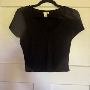 Bozzolo Black Fitted Crop T-Shirt
